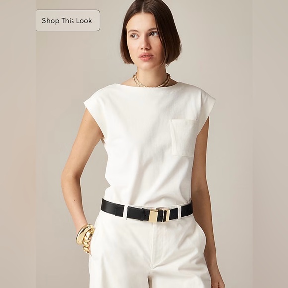 J.Crew New mariner jersey boatneck muscle T-shirt in black - Picture 3 of 7